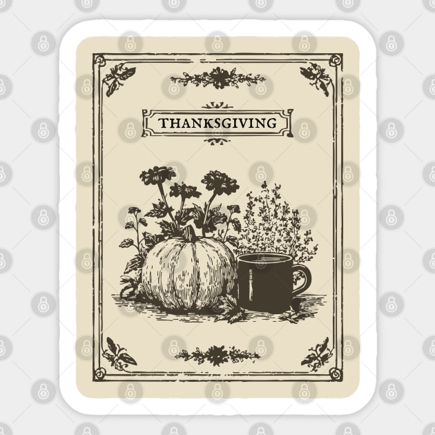 Vintage Botanical Thanksgiving Harvest Still Life Sticker by TuncGK